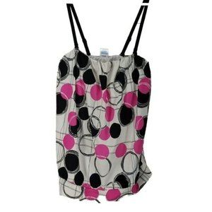 Venus Women's Pink Black Polka Dot‎ Swimsuit Tankini Top Size 8